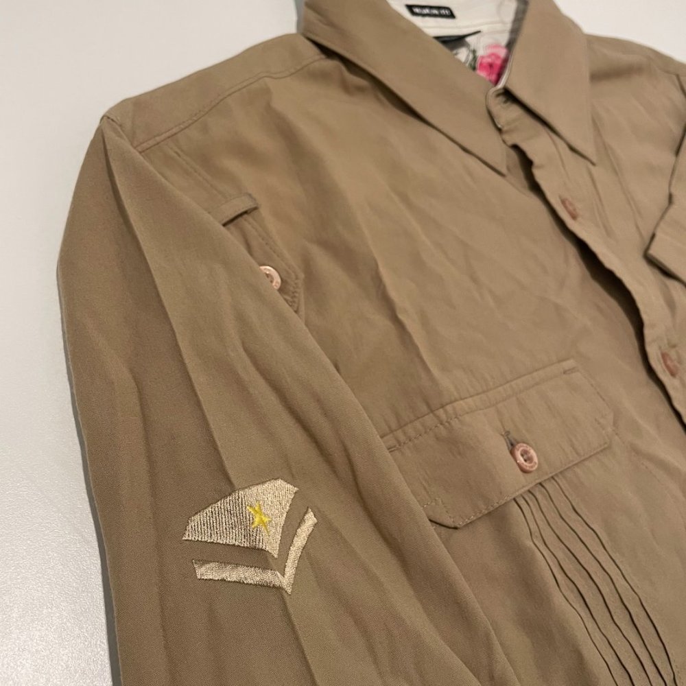 RARE NWT Oakley Military Collection Beige/Khaki Long Sleeve Button Shirt Large L